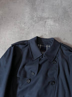 90s Burberrys Nova Check Trench Coat Navy Men - L