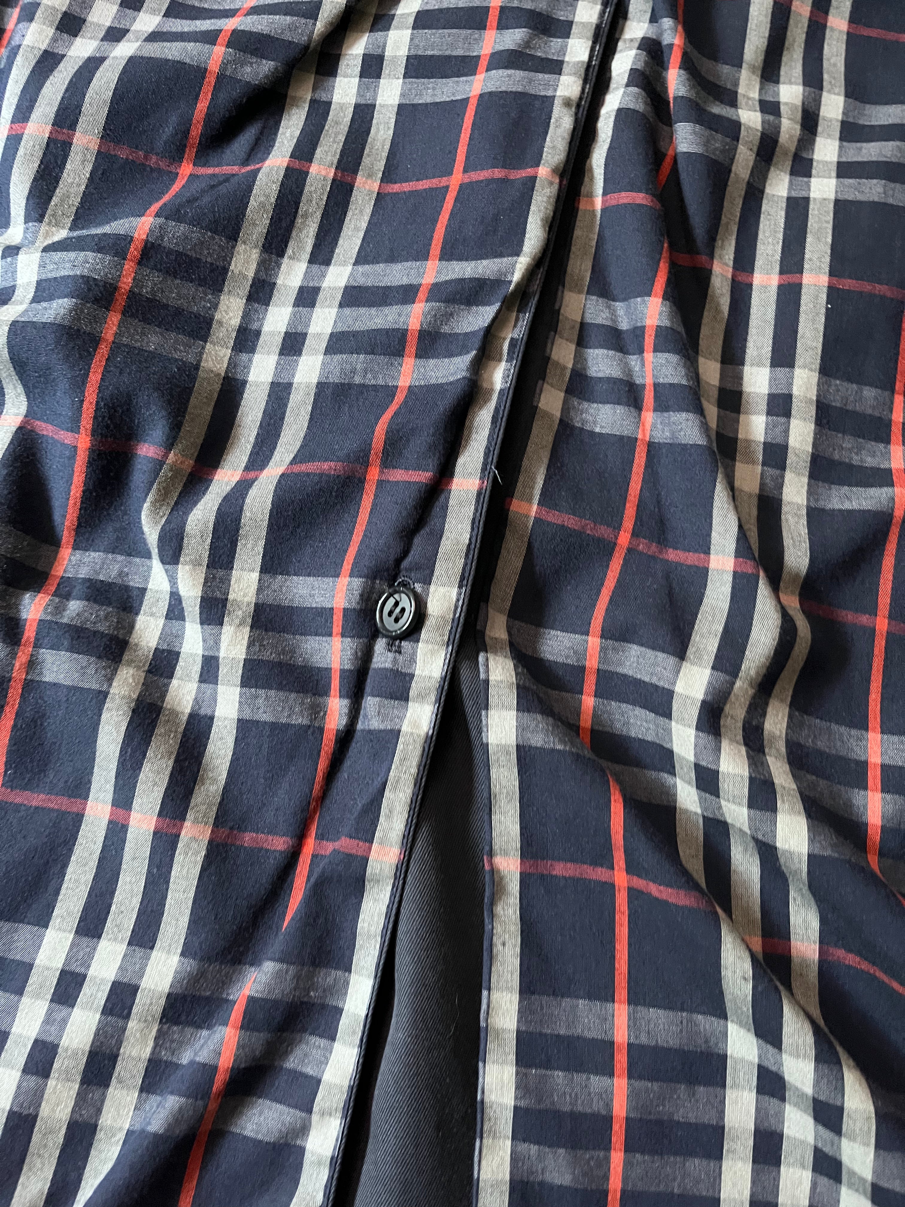 90s Burberrys Nova Check Trench Coat Navy Men - L