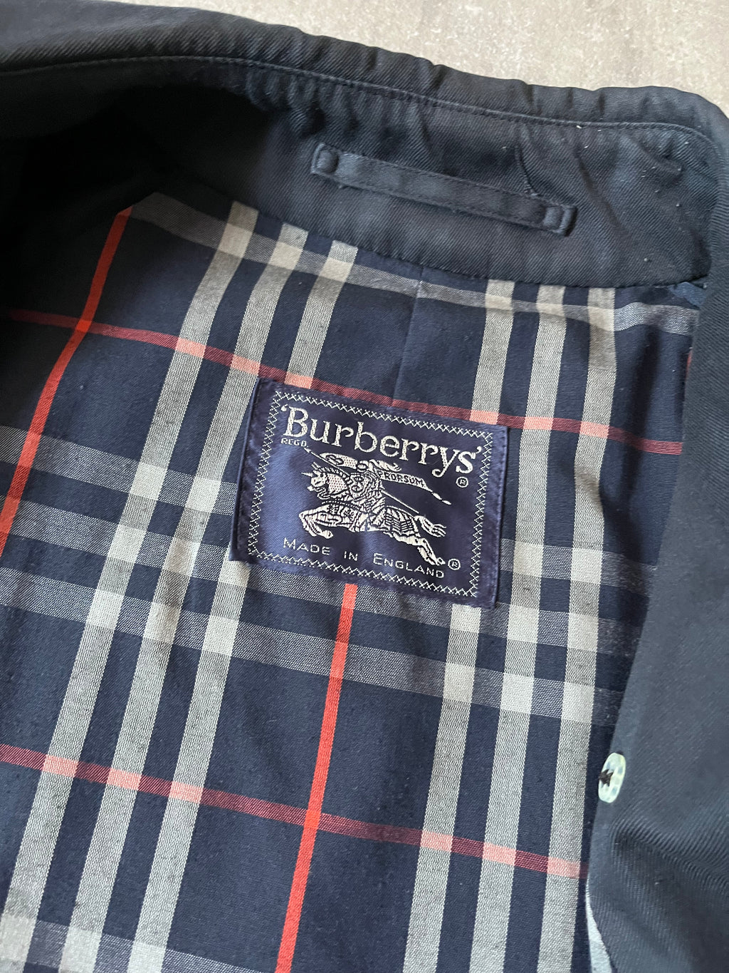 90s Burberrys Nova Check Trench Coat Navy Men - L