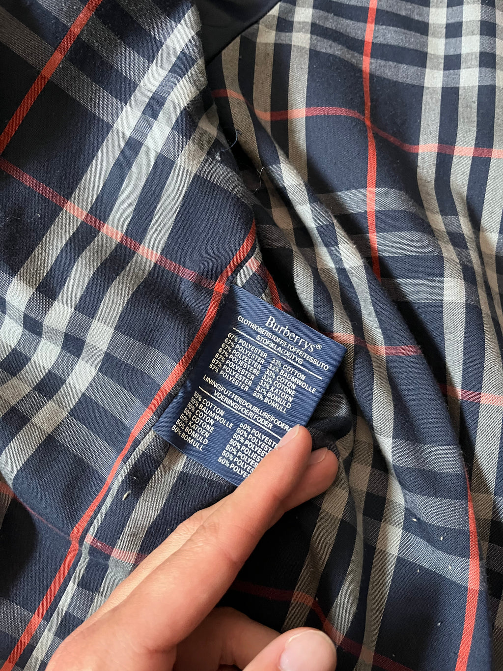 90s Burberrys Nova Check Trench Coat Navy Men - L