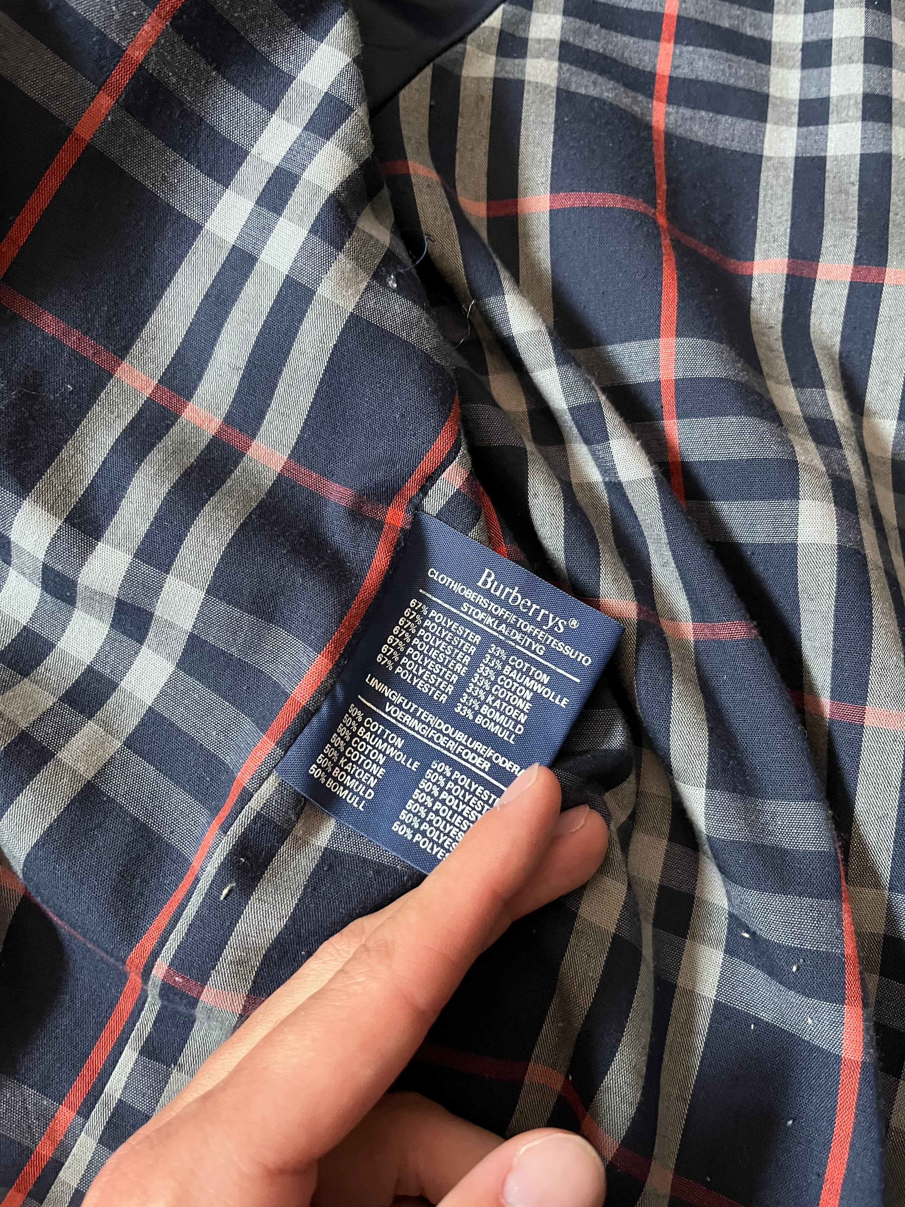 90s Burberrys Nova Check Trench Coat Navy Men - L