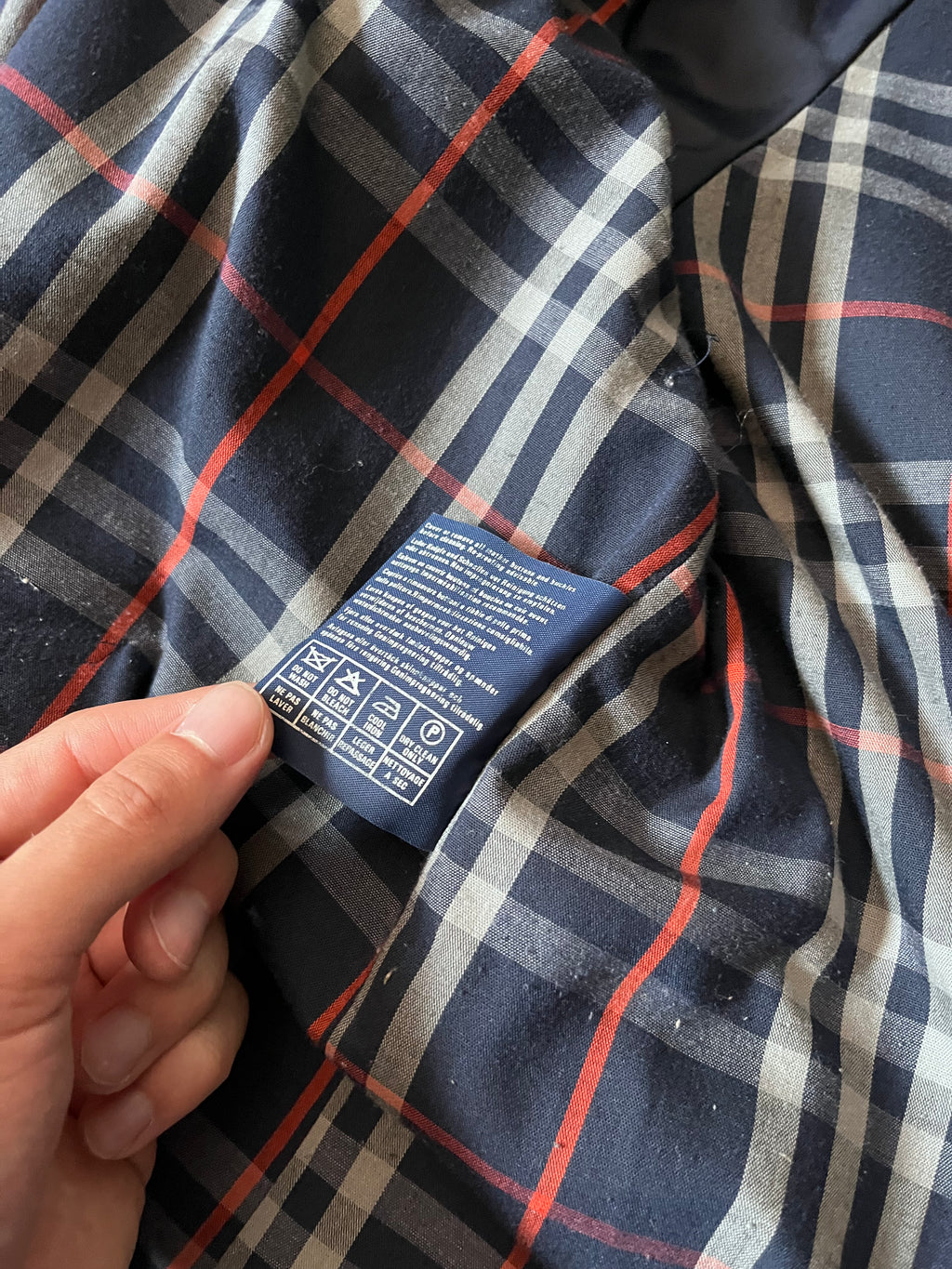 90s Burberrys Nova Check Trench Coat Navy Men - L