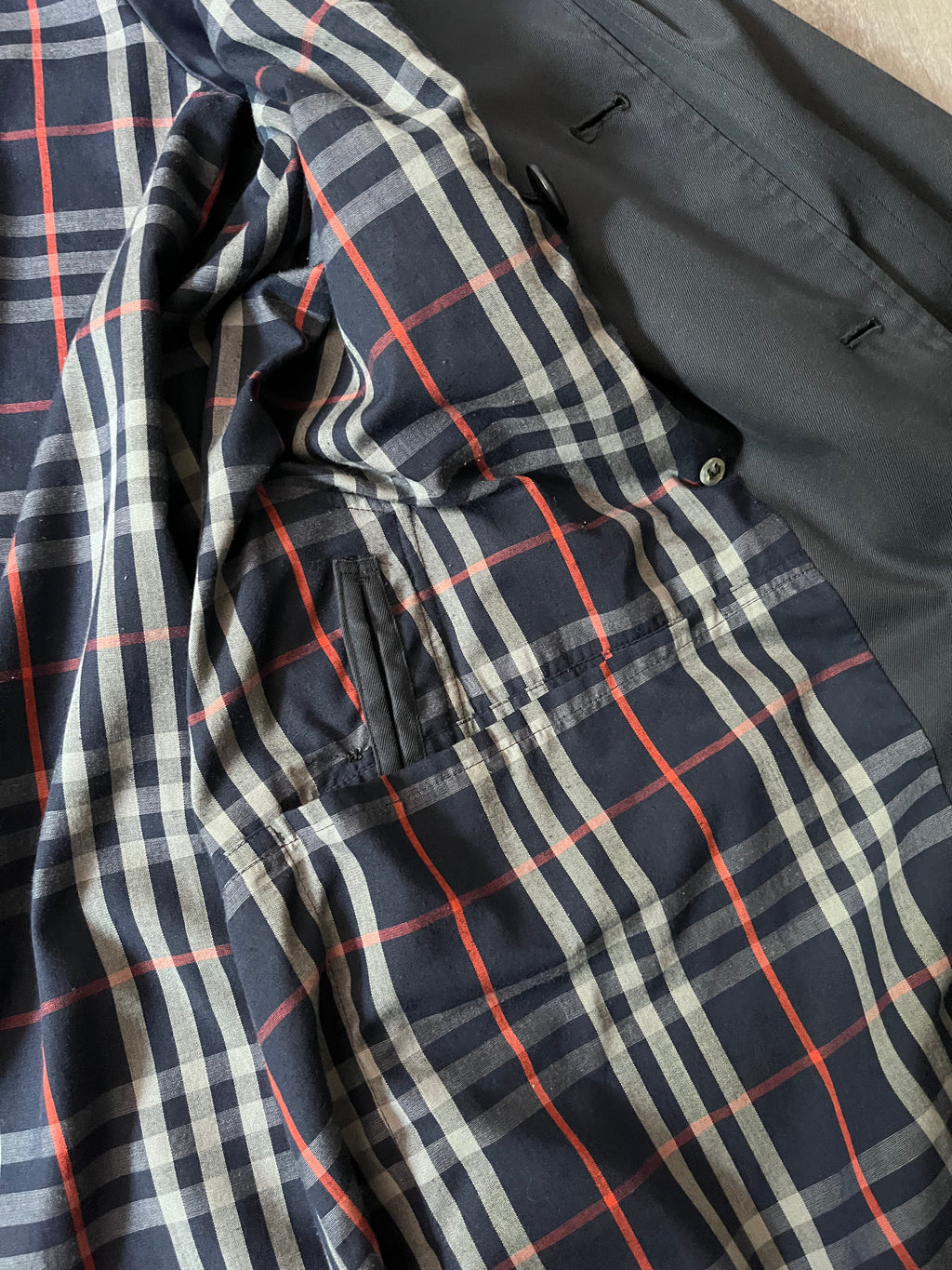 90s Burberrys Nova Check Trench Coat Navy Men - L
