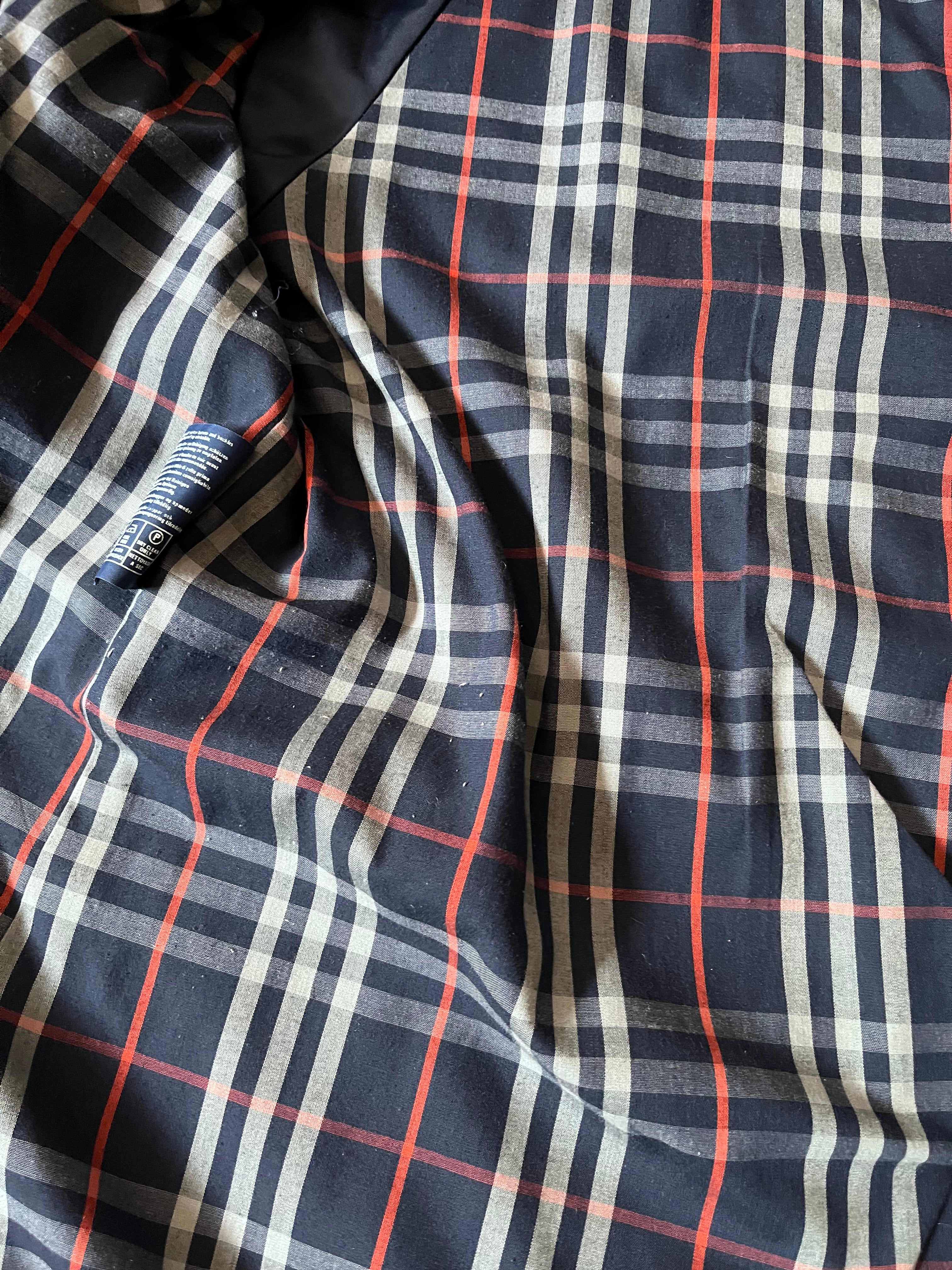 90s Burberrys Nova Check Trench Coat Navy Men - L