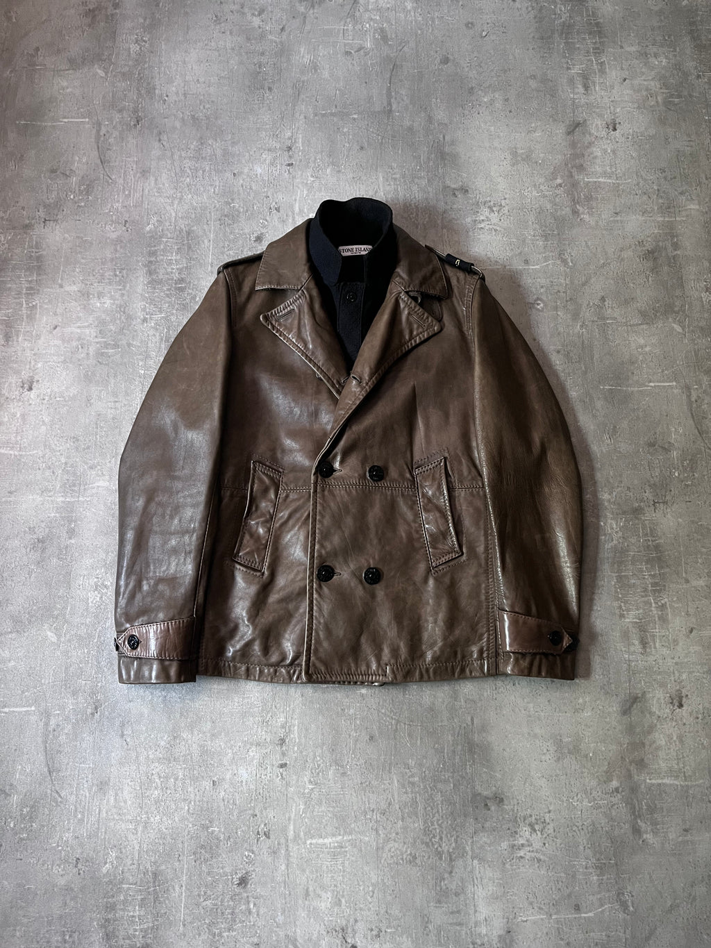 F/W 2008 Stone Island 2 in 1 Fleece Leather Jacket Brown Men - M