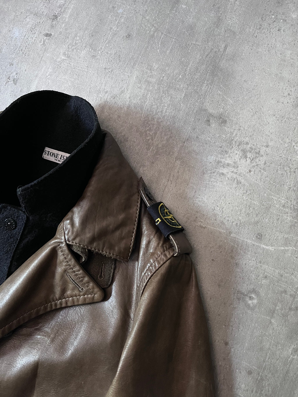 F/W 2008 Stone Island 2 in 1 Fleece Leather Jacket Brown Men - M