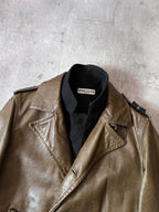 F/W 2008 Stone Island 2 in 1 Fleece Leather Jacket Brown Men - M