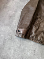F/W 2008 Stone Island 2 in 1 Fleece Leather Jacket Brown Men - M
