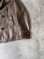 F/W 2008 Stone Island 2 in 1 Fleece Leather Jacket Brown Men - M