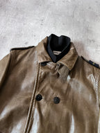 F/W 2008 Stone Island 2 in 1 Fleece Leather Jacket Brown Men - M