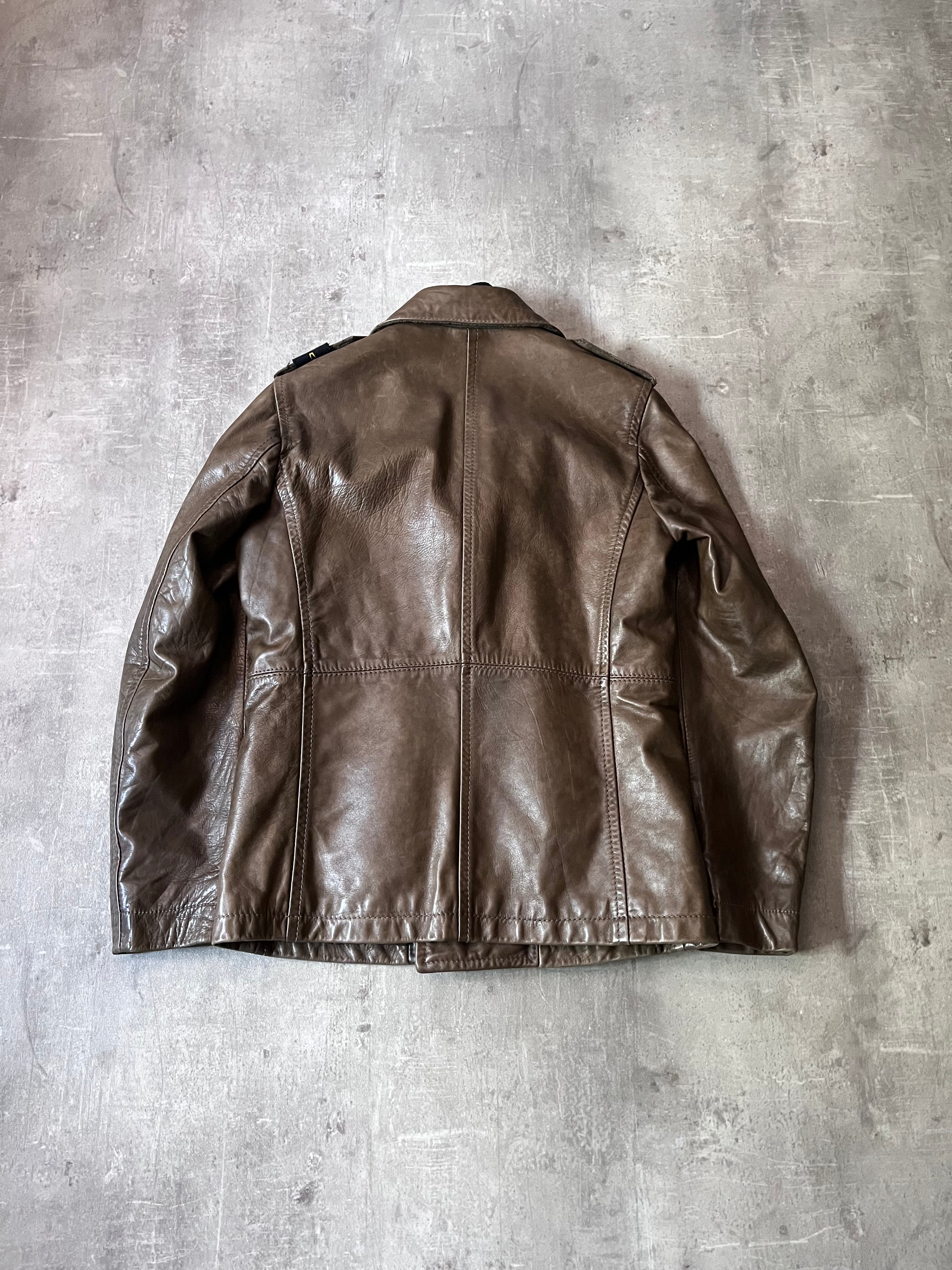 F/W 2008 Stone Island 2 in 1 Fleece Leather Jacket Brown Men - M