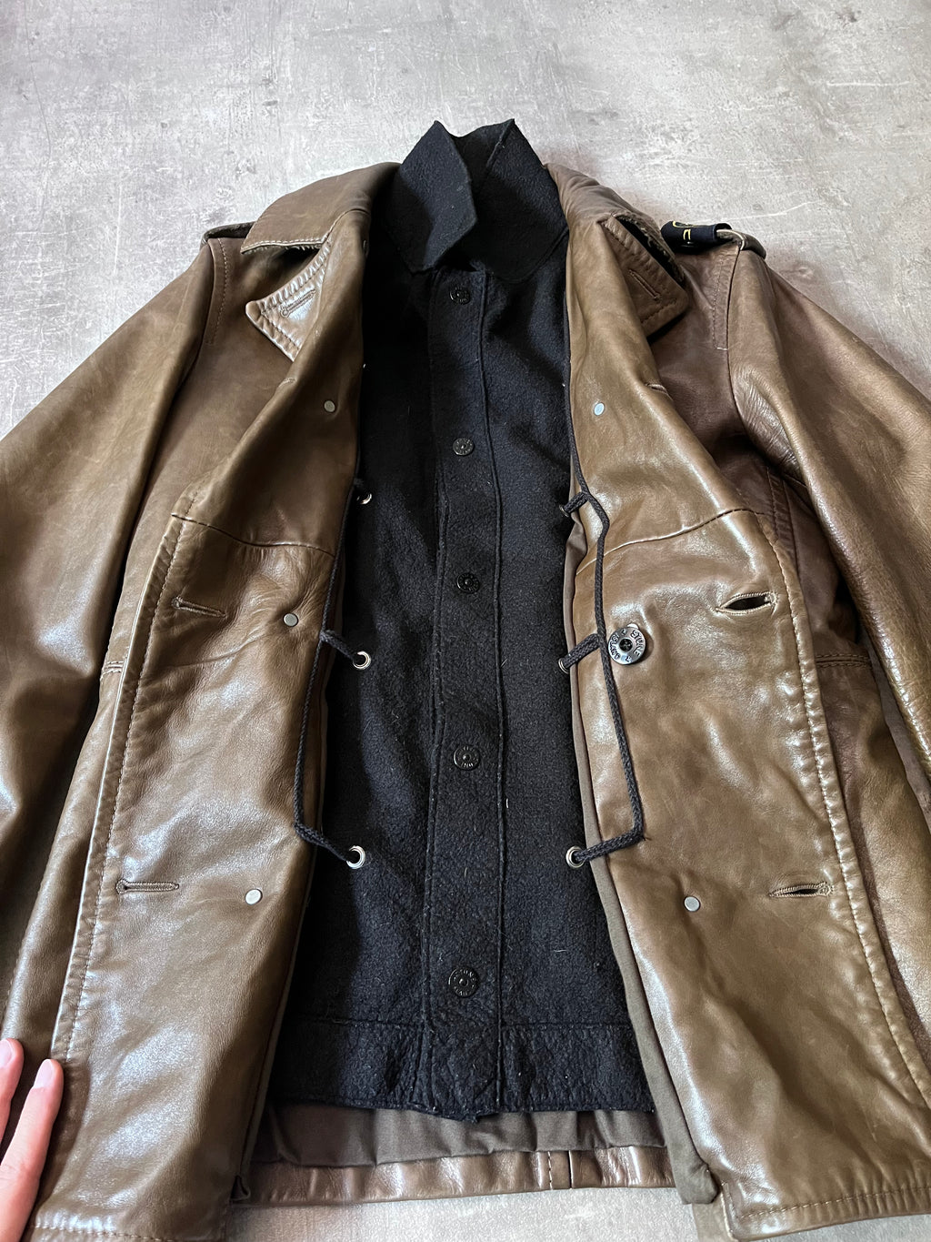 F/W 2008 Stone Island 2 in 1 Fleece Leather Jacket Brown Men - M