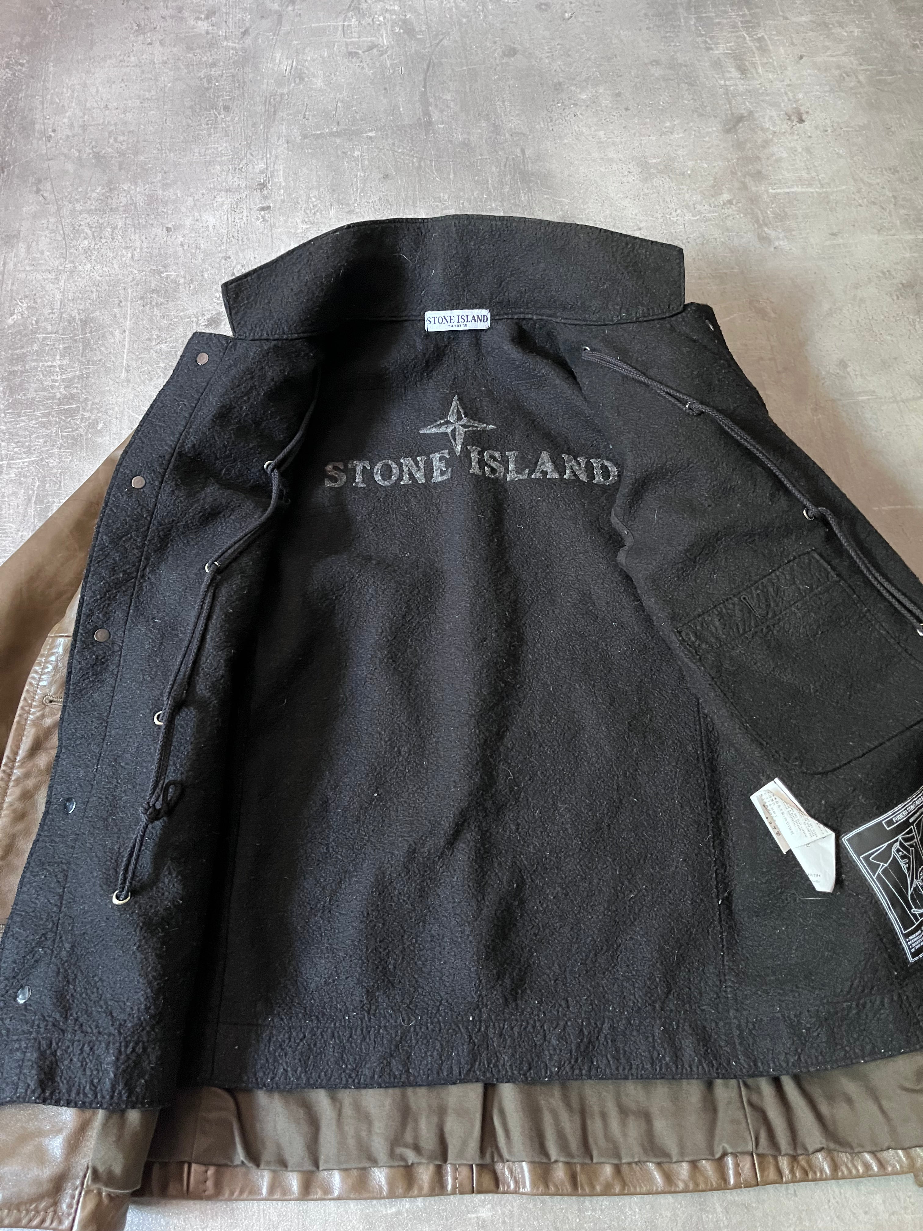 F/W 2008 Stone Island 2 in 1 Fleece Leather Jacket Brown Men - M