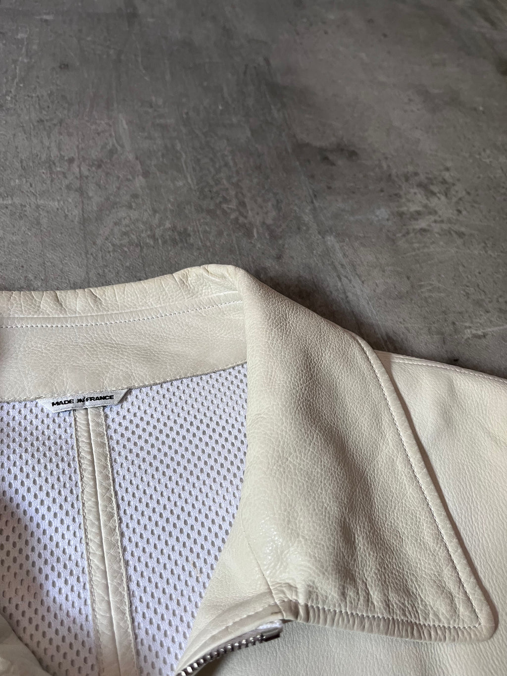 Hermes Lightweight Sport Leather Jacket White Men - L