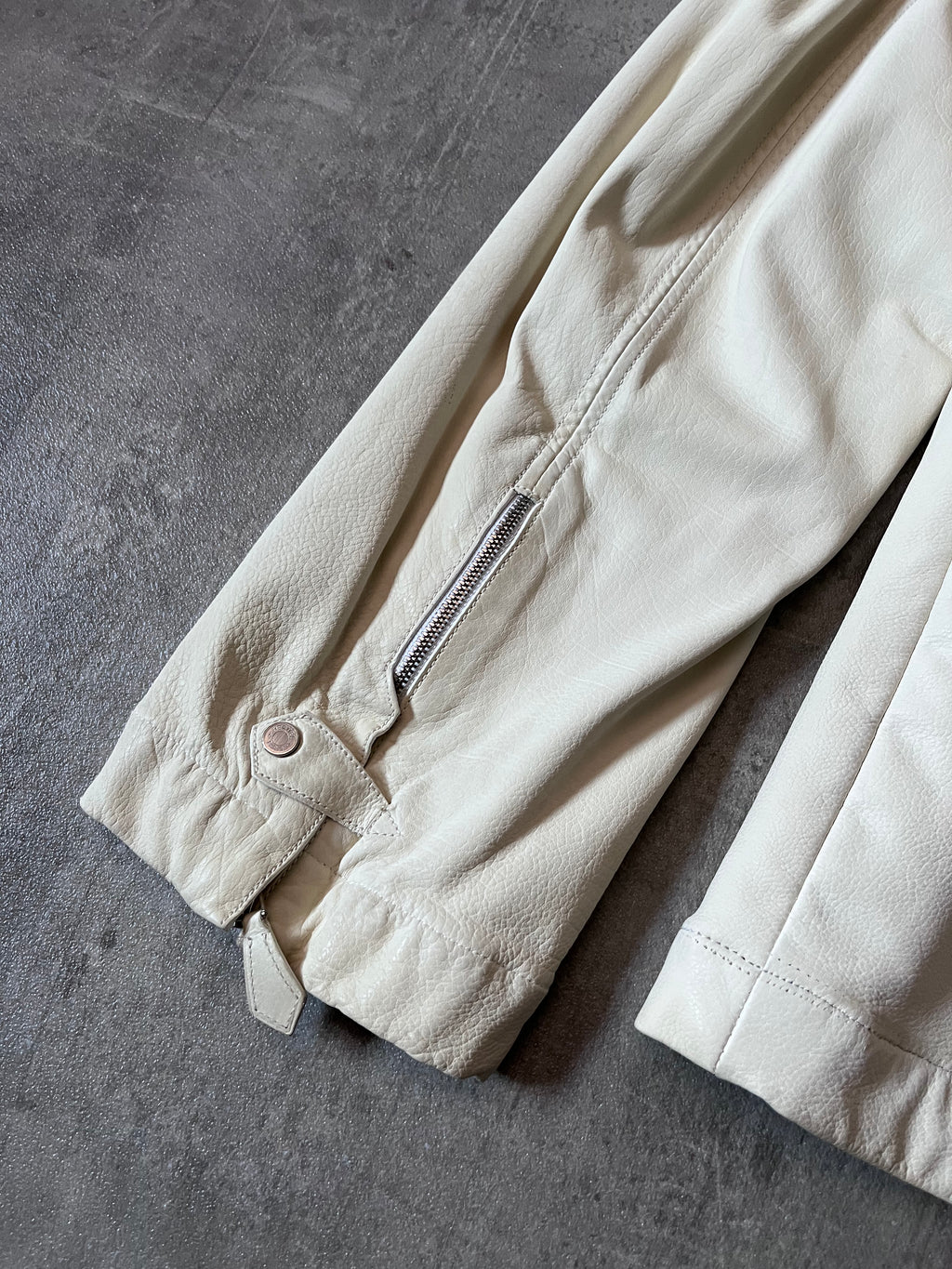 Hermes Lightweight Sport Leather Jacket White Men - L
