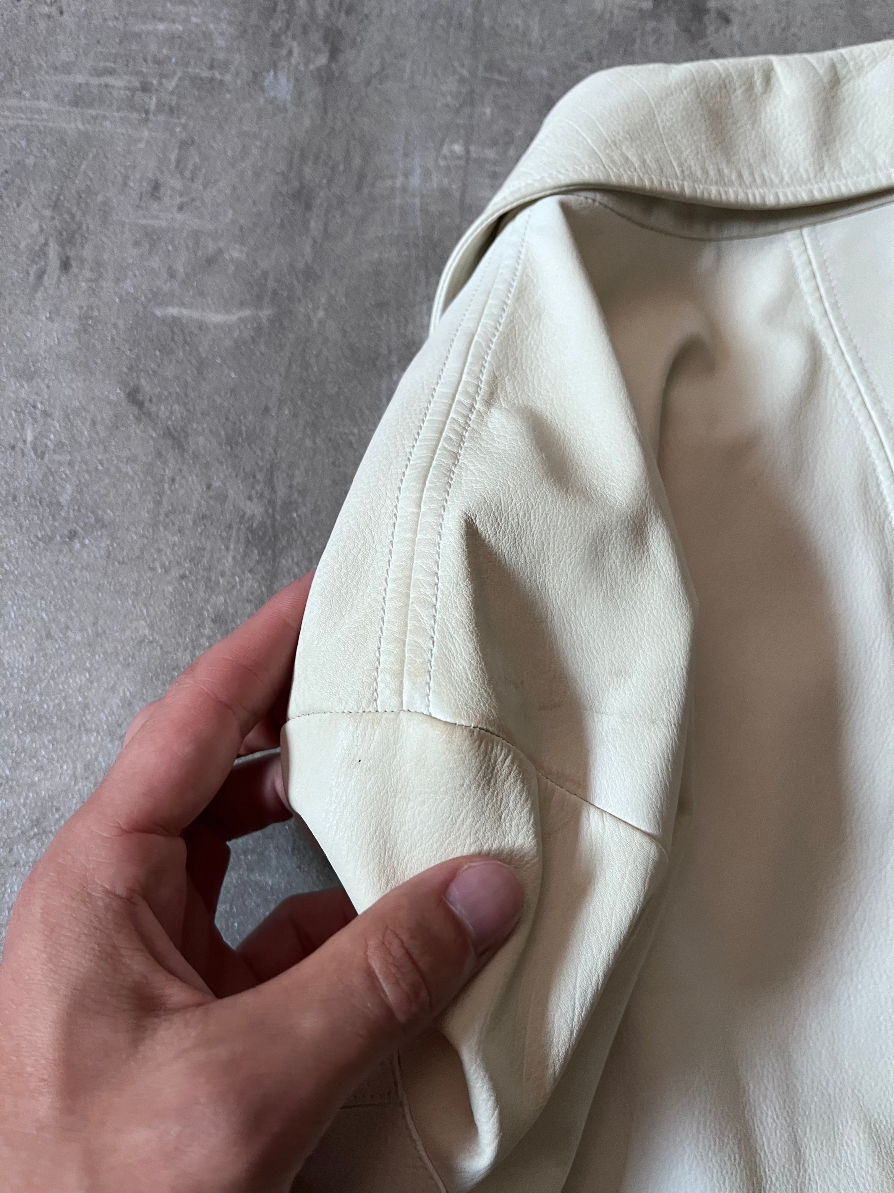 Hermes Lightweight Sport Leather Jacket White Men - L