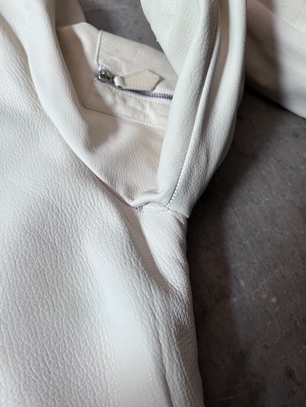 Hermes Lightweight Sport Leather Jacket White Men - L
