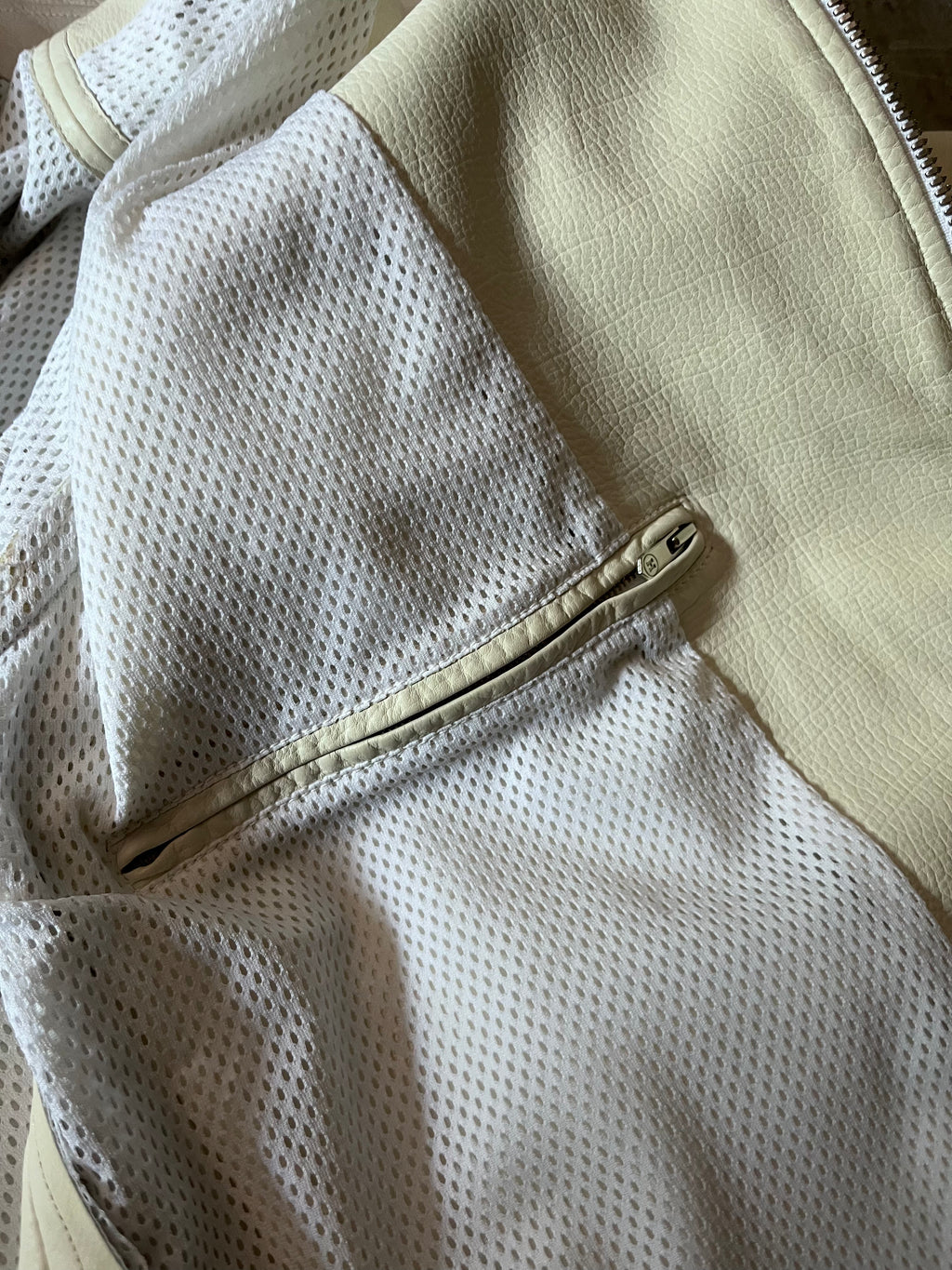 Hermes Lightweight Sport Leather Jacket White Men - L