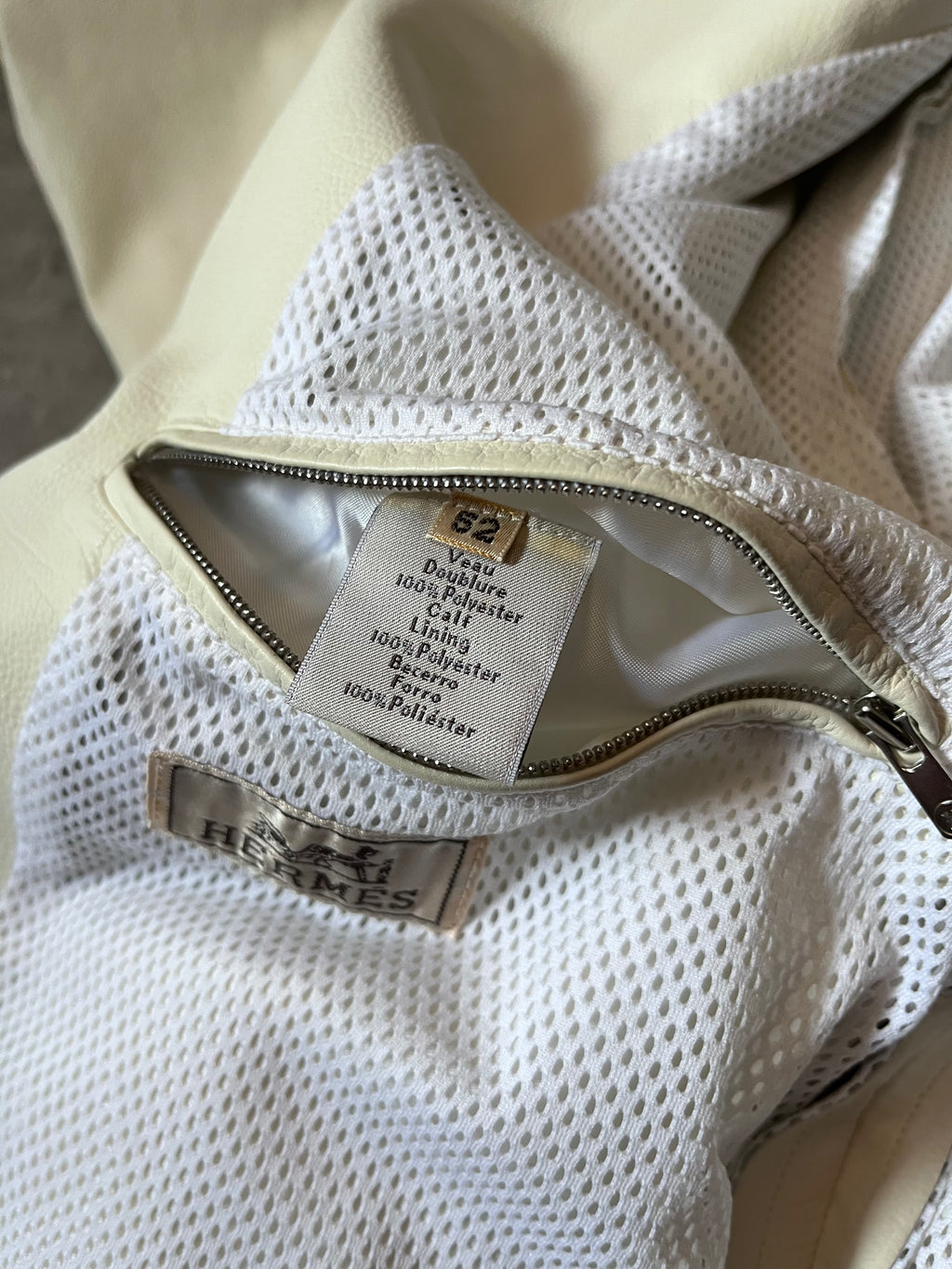 Hermes Lightweight Sport Leather Jacket White Men - L