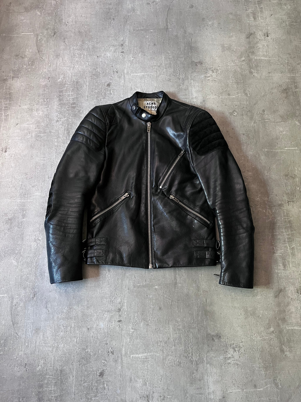 Acne Studios Oliver Biker Leather Jacket Black Men - S