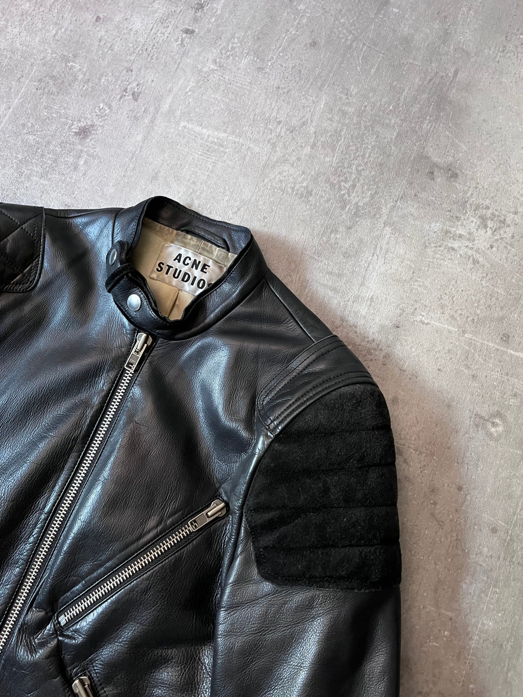 Acne Studios Oliver Biker Leather Jacket Black Men - S