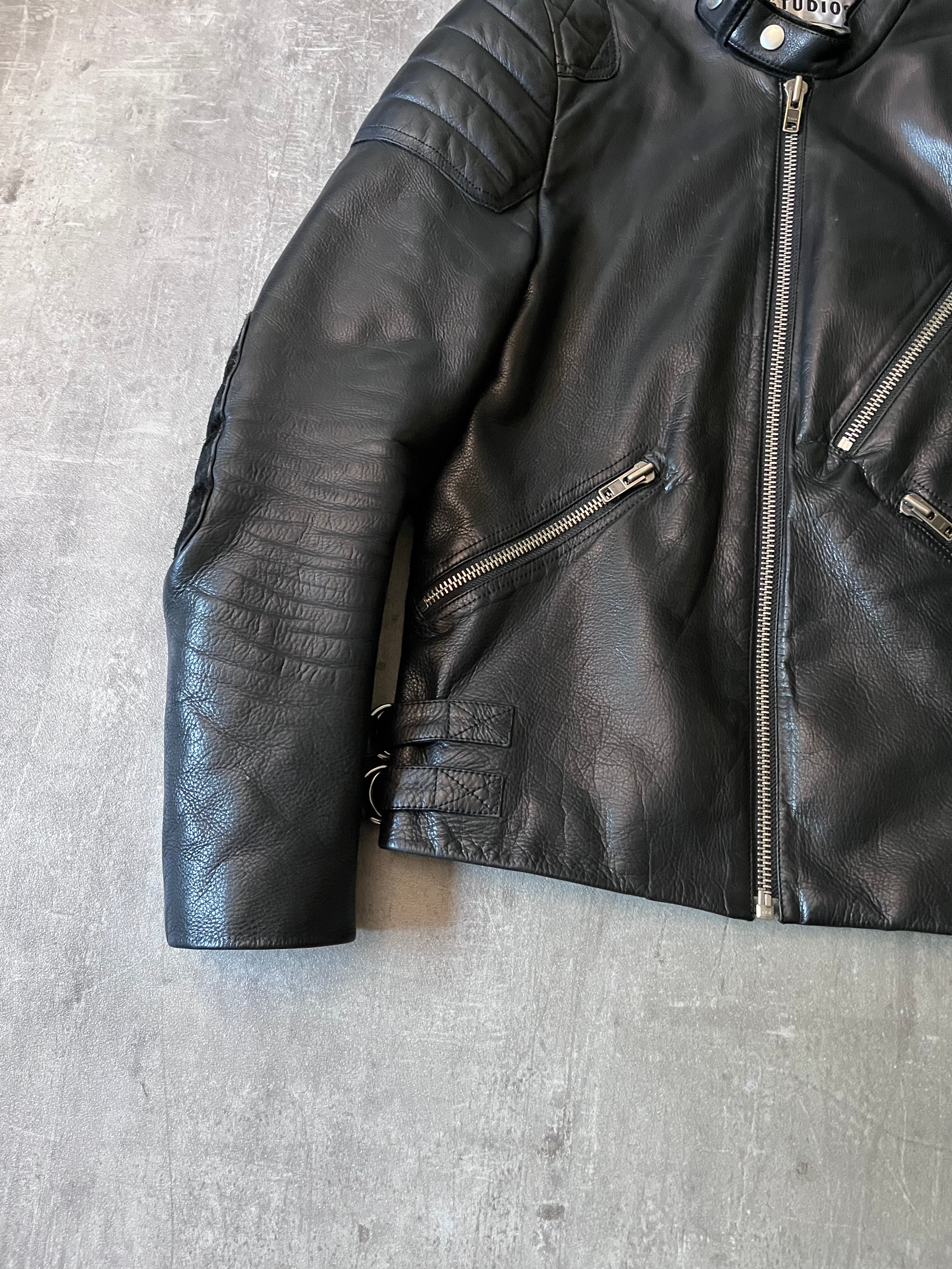Acne Studios Oliver Biker Leather Jacket Black Men - S