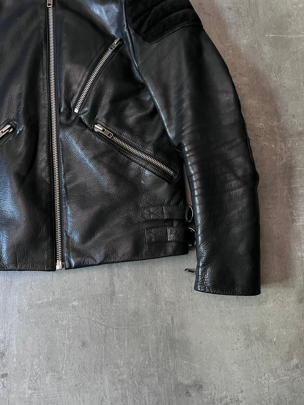 Acne Studios Oliver Biker Leather Jacket Black Men - S