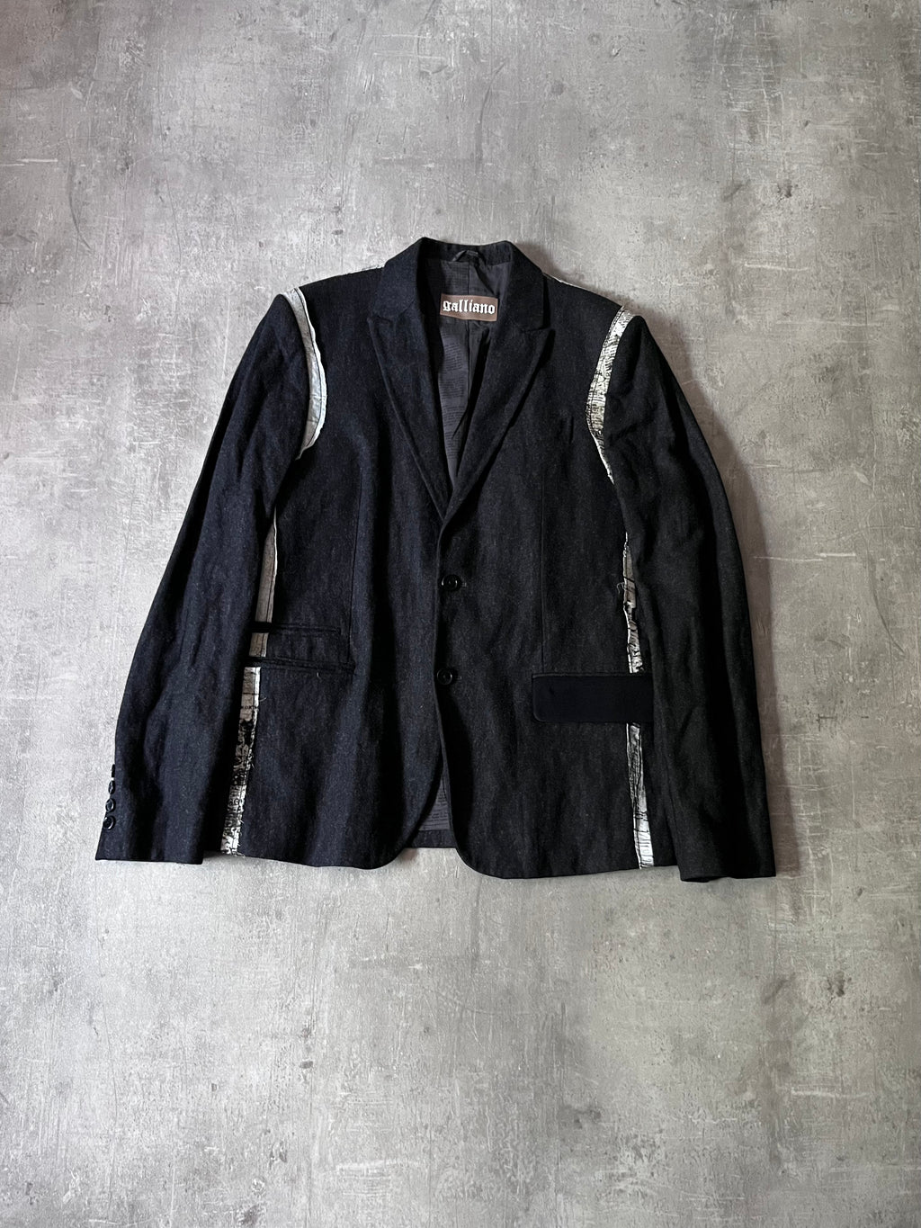 F/W 2011 John Galliano Newspaper Print Wool Blazer Jacket Black Men - L