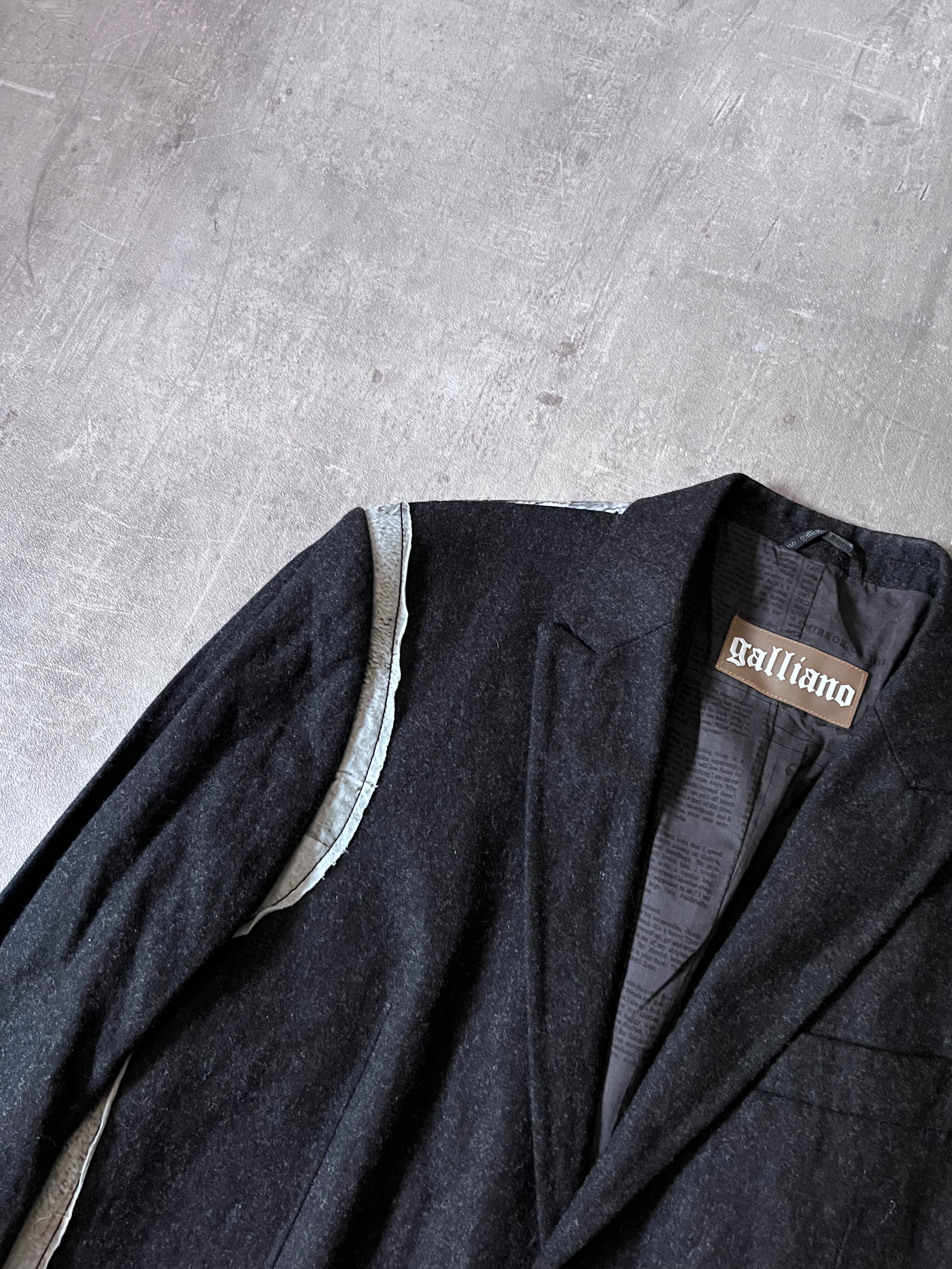 F/W 2011 John Galliano Newspaper Print Wool Blazer Jacket Black Men - L