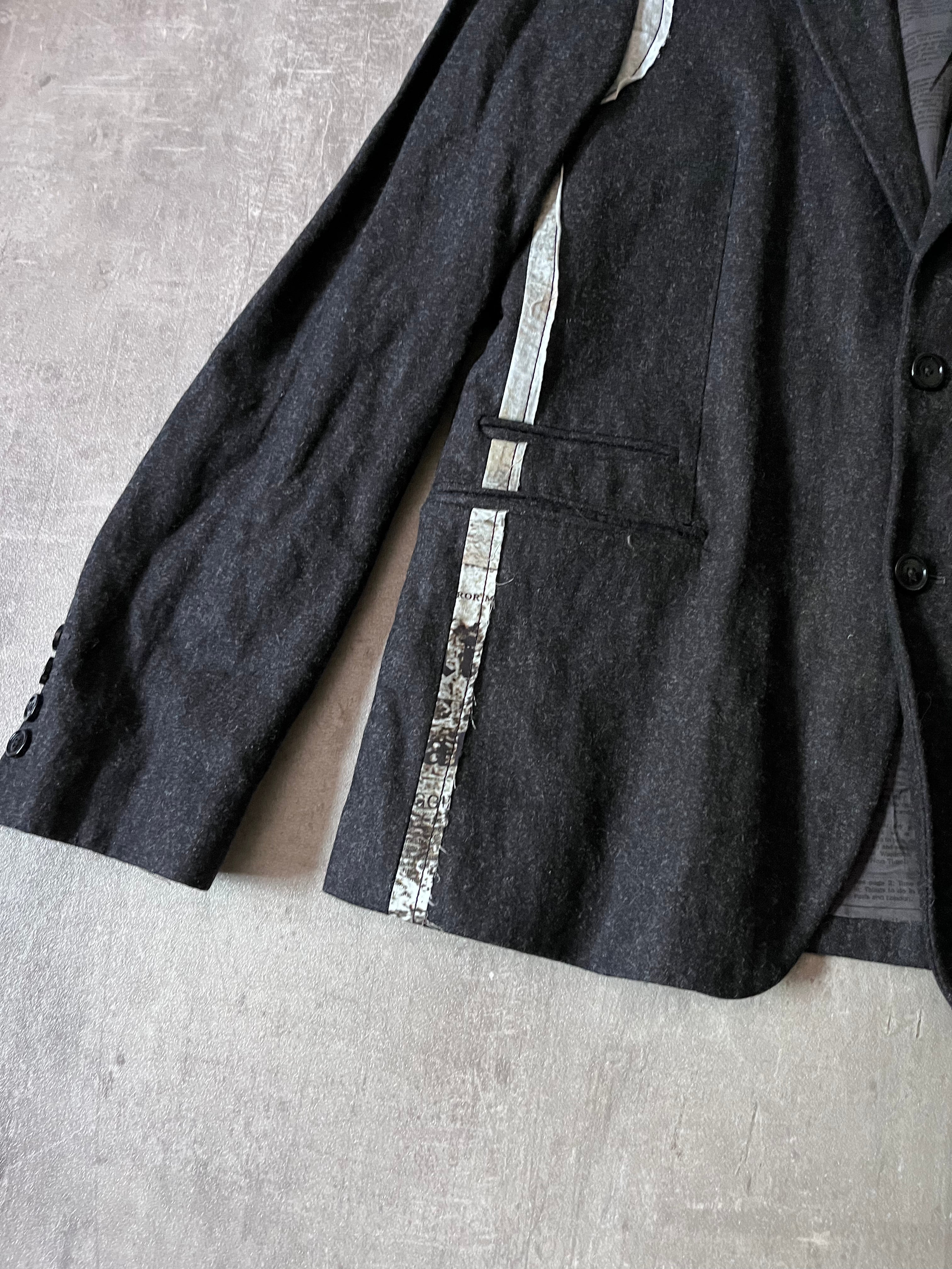 F/W 2011 John Galliano Newspaper Print Wool Blazer Jacket Black Men - L