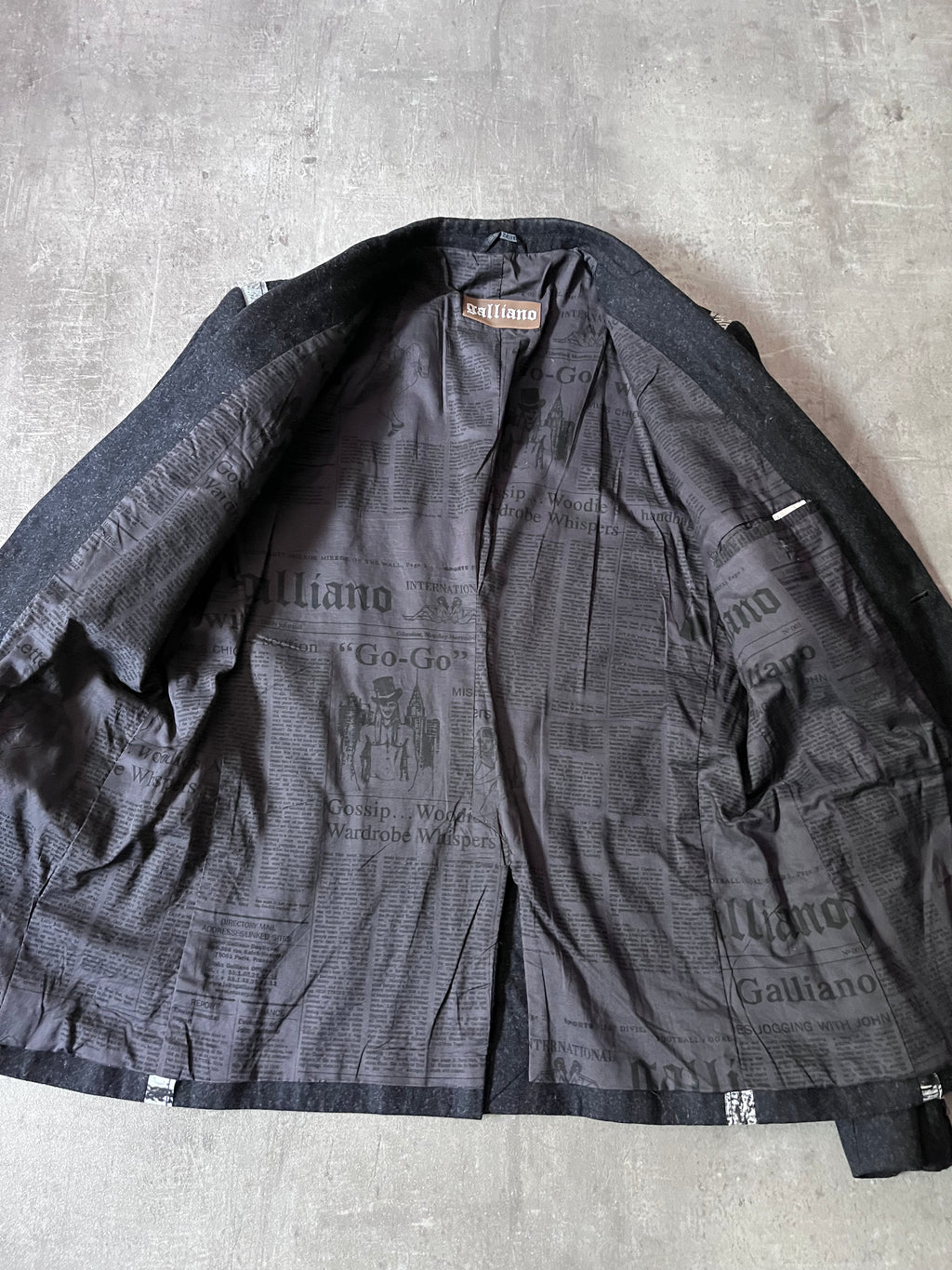 F/W 2011 John Galliano Newspaper Print Wool Blazer Jacket Black Men - L