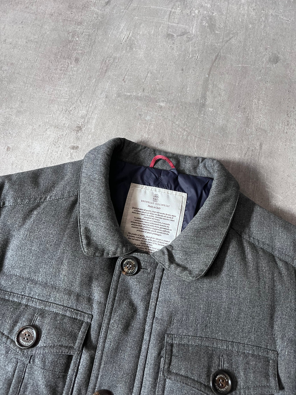 Brunello Cucinelli Multi Pocket Wool Silk Cashmere Blend Long Jacket Men - L