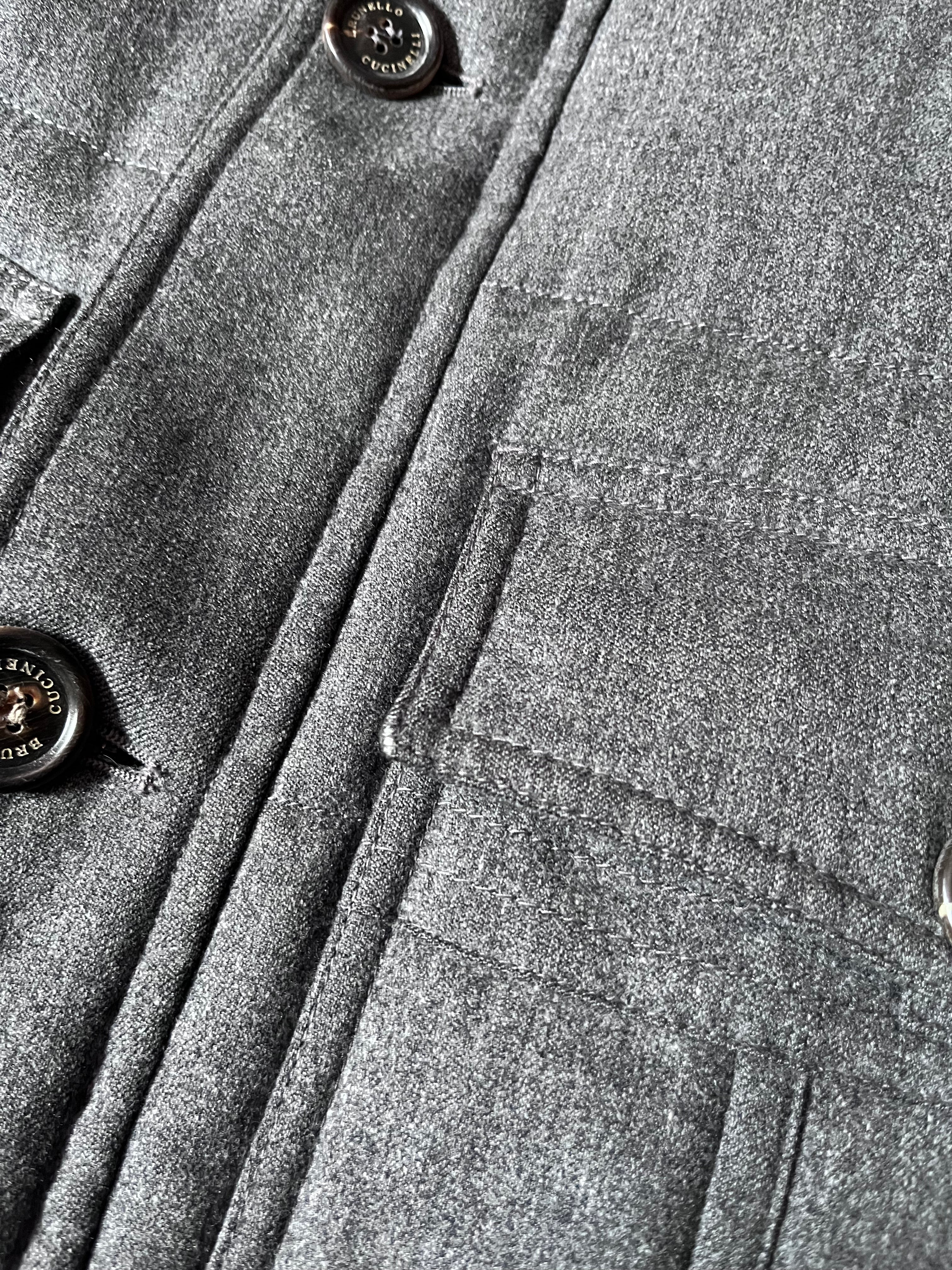 Brunello Cucinelli Multi Pocket Wool Silk Cashmere Blend Long Jacket Men - L