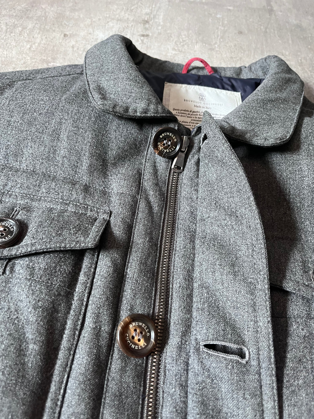 Brunello Cucinelli Multi Pocket Wool Silk Cashmere Blend Long Jacket Men - L