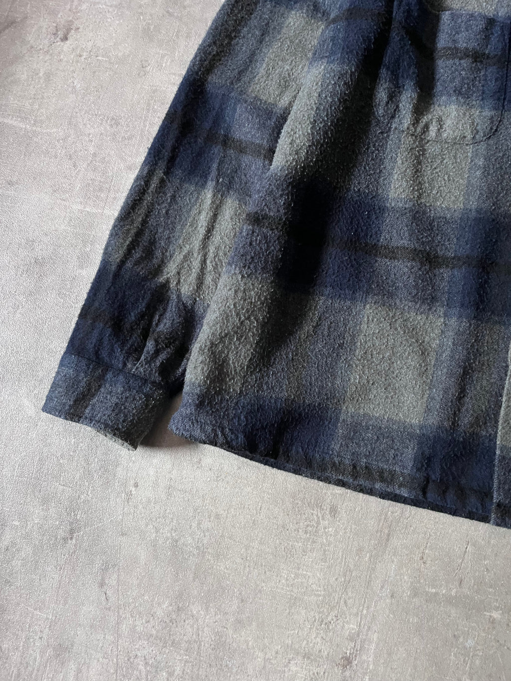 Our Legacy Heusen Checkered Wool Flannel Shirt Navy Grey Men - M