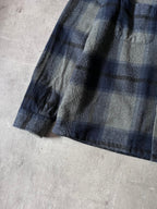 Our Legacy Heusen Checkered Wool Flannel Shirt Navy Grey Men - M