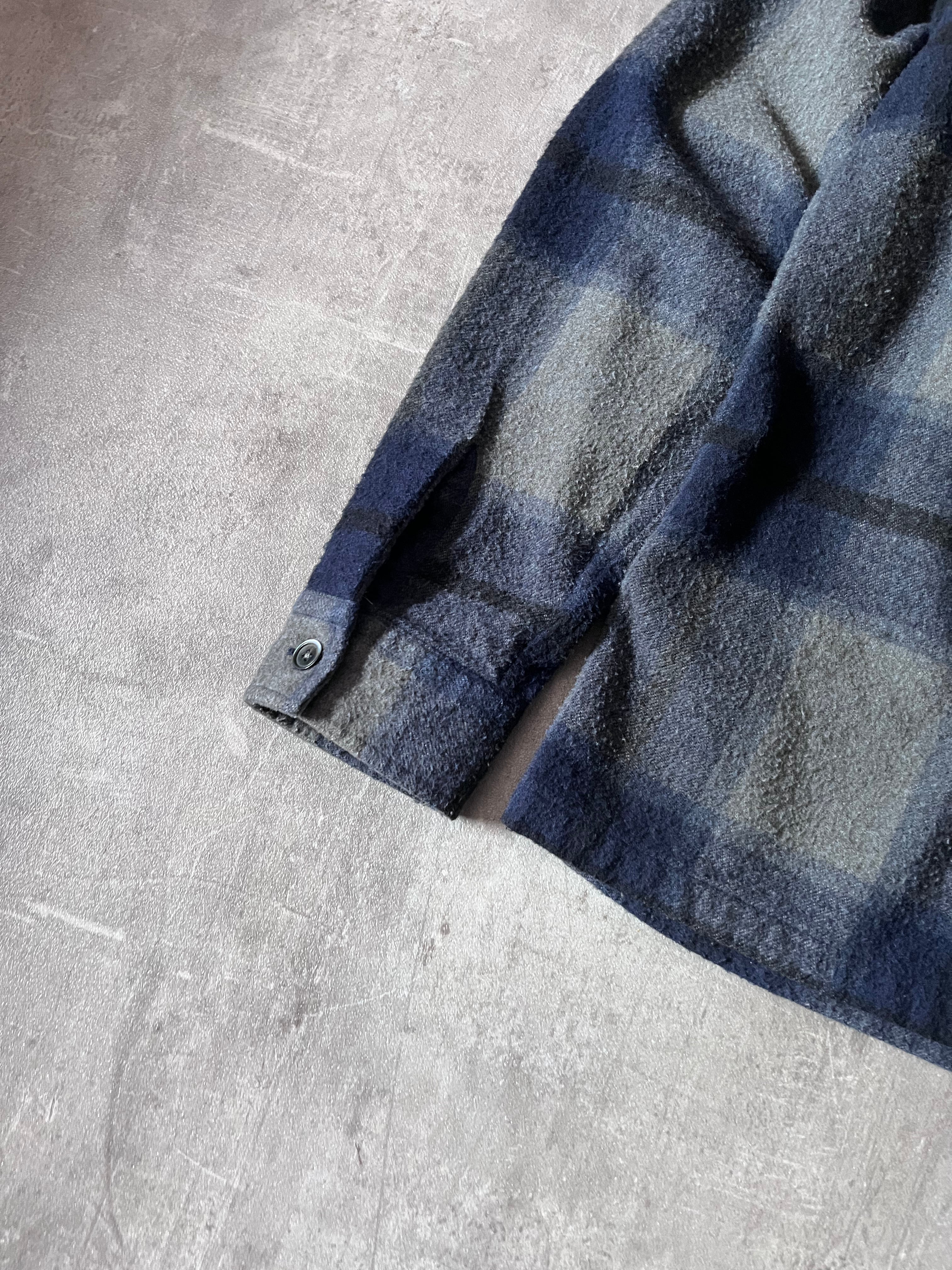 Our Legacy Heusen Checkered Wool Flannel Shirt Navy Grey Men - M