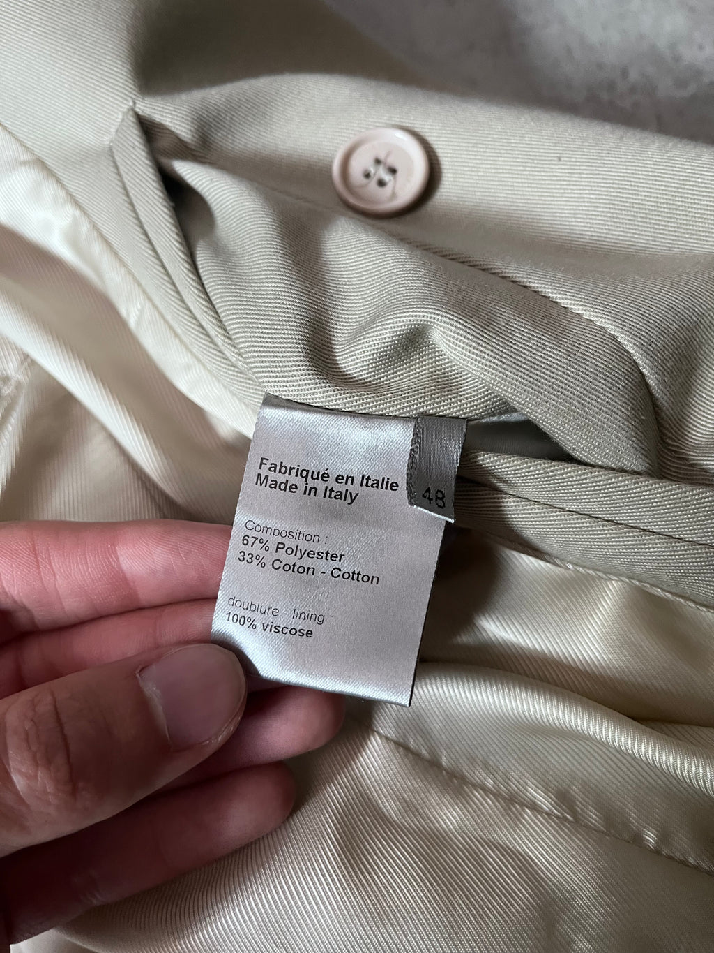 S/S 2008 Dior Homme Short Beltet Coat Beige Men - M