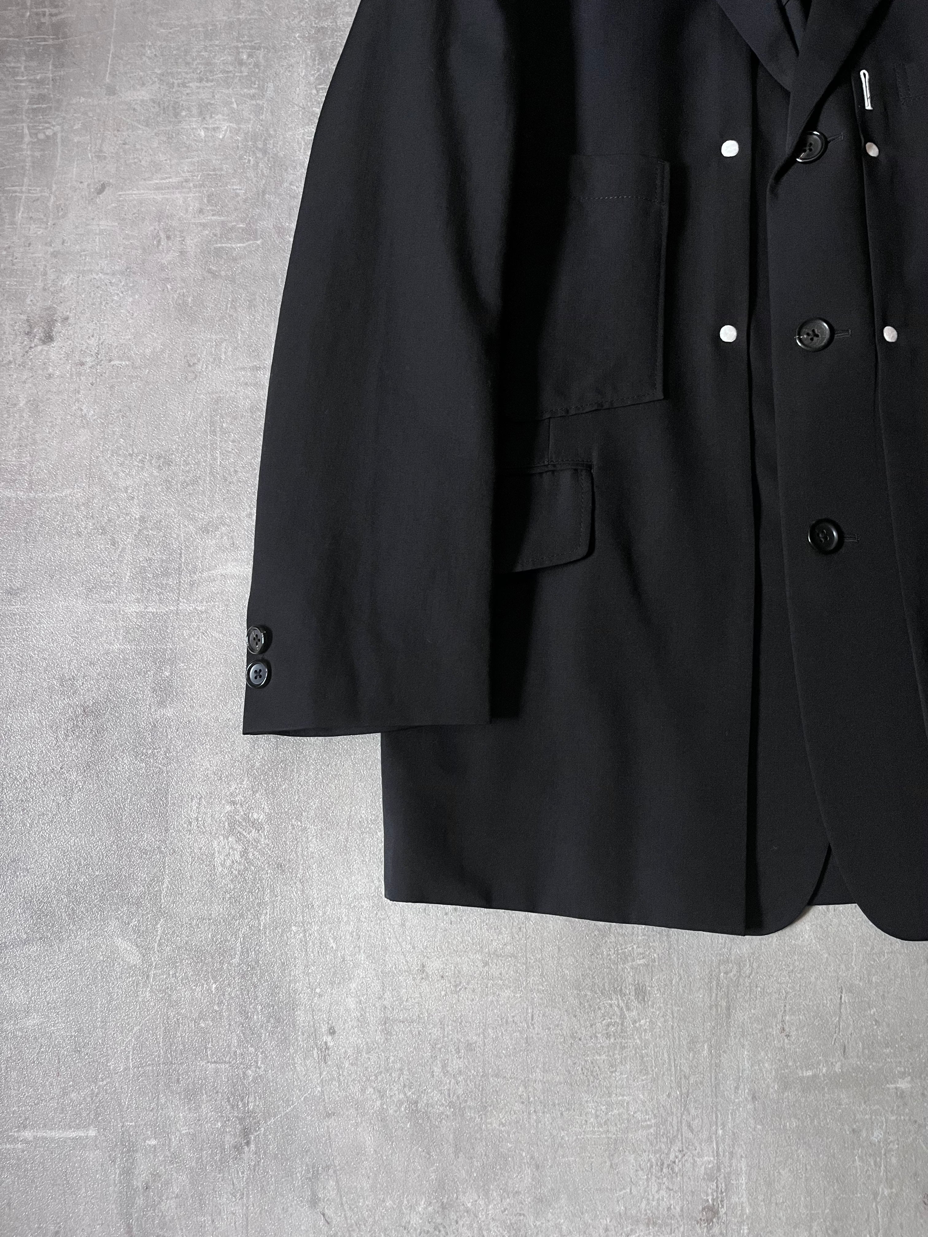 Yohji Yamamoto Vintage Runway Wool Long Blazer Jacket Black Men - M
