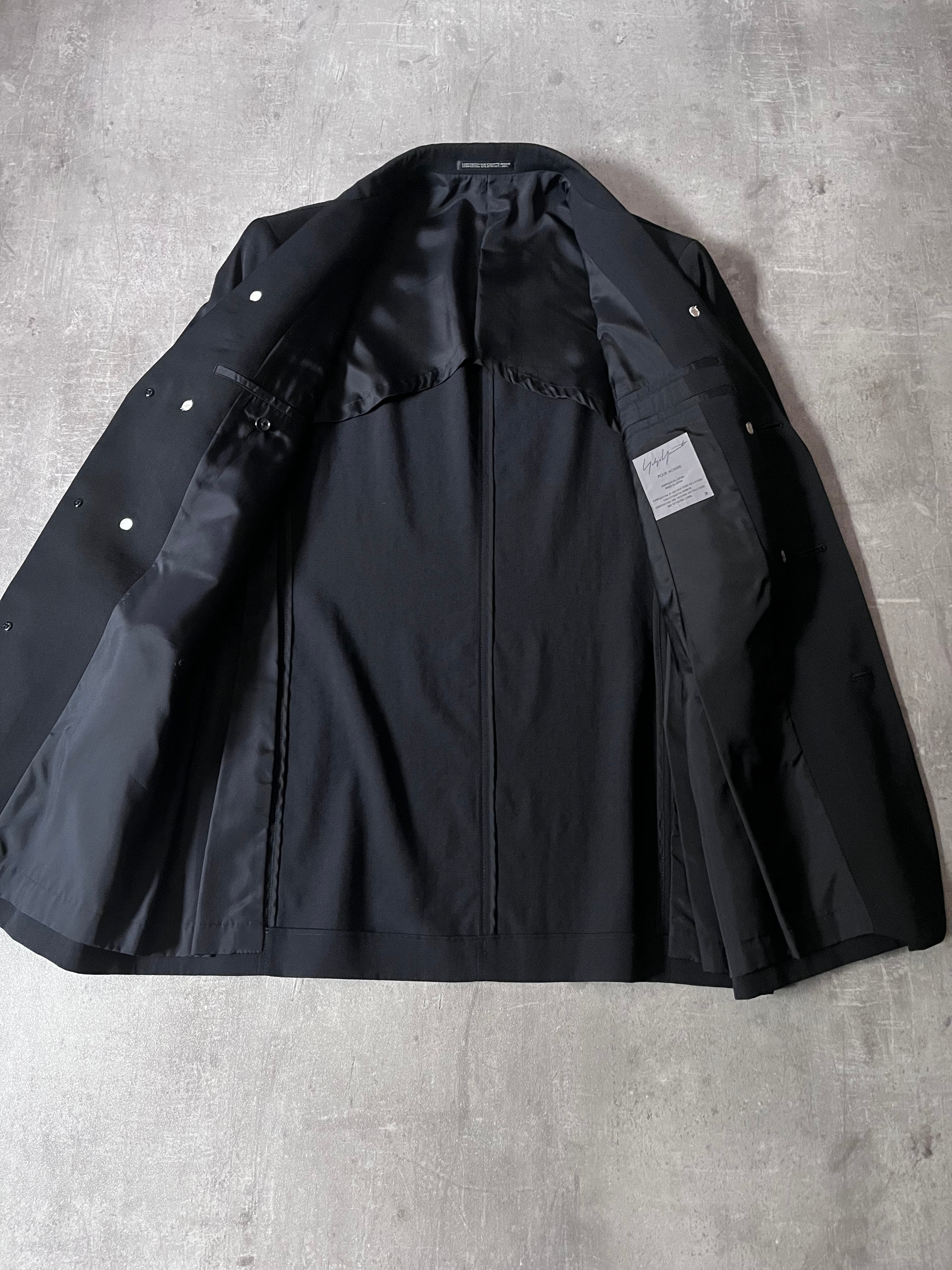 Yohji Yamamoto Vintage Runway Wool Long Blazer Jacket Black Men - M