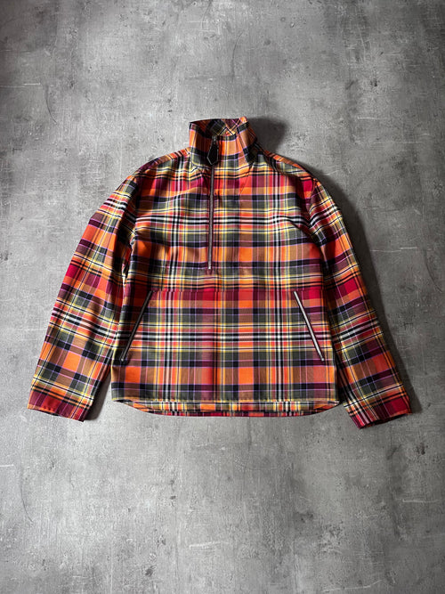 F/W 2021 Hermes Checkered Half Zip Oversize Jacket Orange Men - S