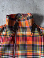 F/W 2021 Hermes Checkered Half Zip Oversize Jacket Orange Men - S