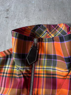 F/W 2021 Hermes Checkered Half Zip Oversize Jacket Orange Men - S