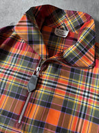 F/W 2021 Hermes Checkered Half Zip Oversize Jacket Orange Men - S