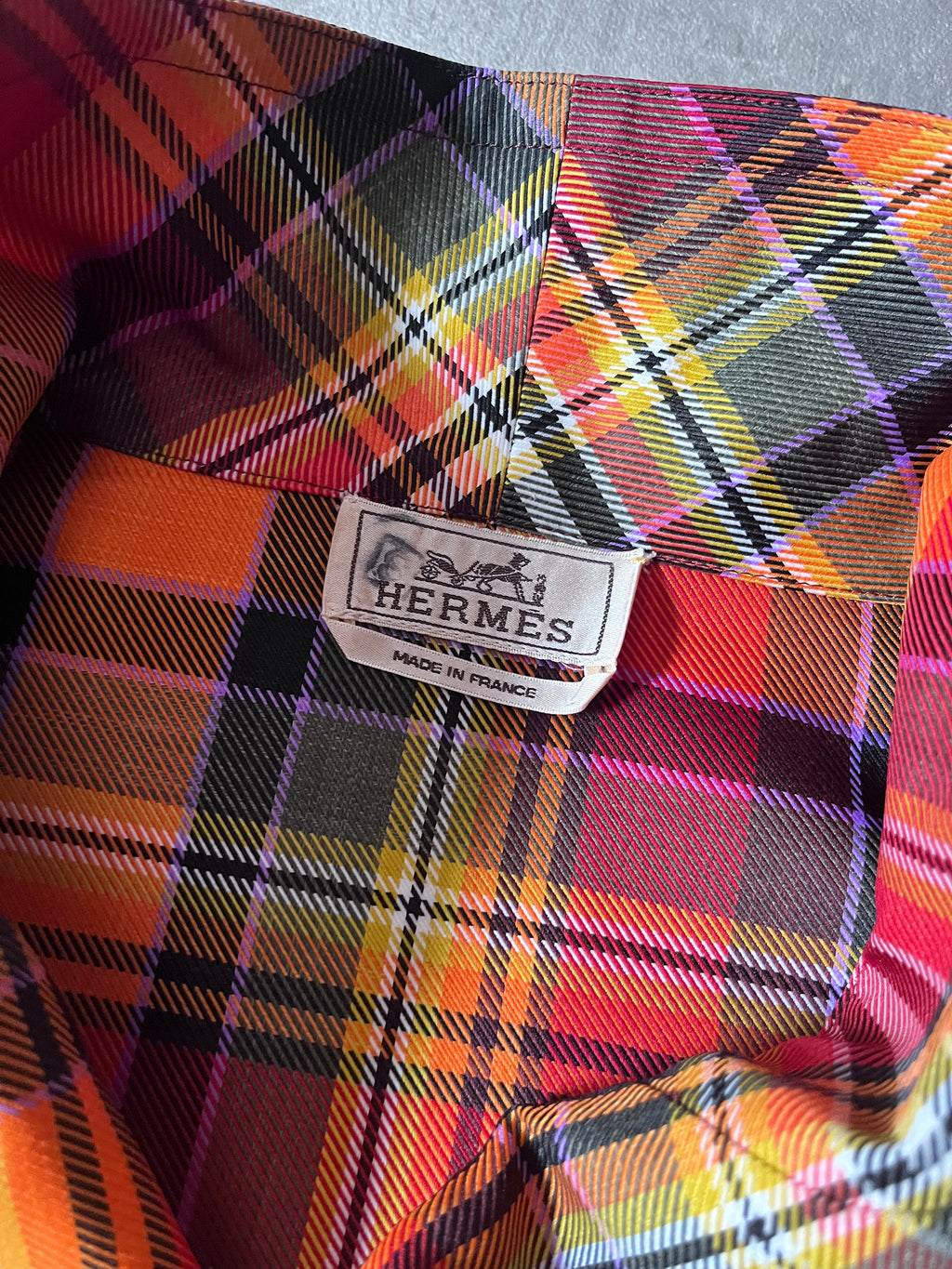 F/W 2021 Hermes Checkered Half Zip Oversize Jacket Orange Men - S