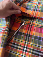 F/W 2021 Hermes Checkered Half Zip Oversize Jacket Orange Men - S