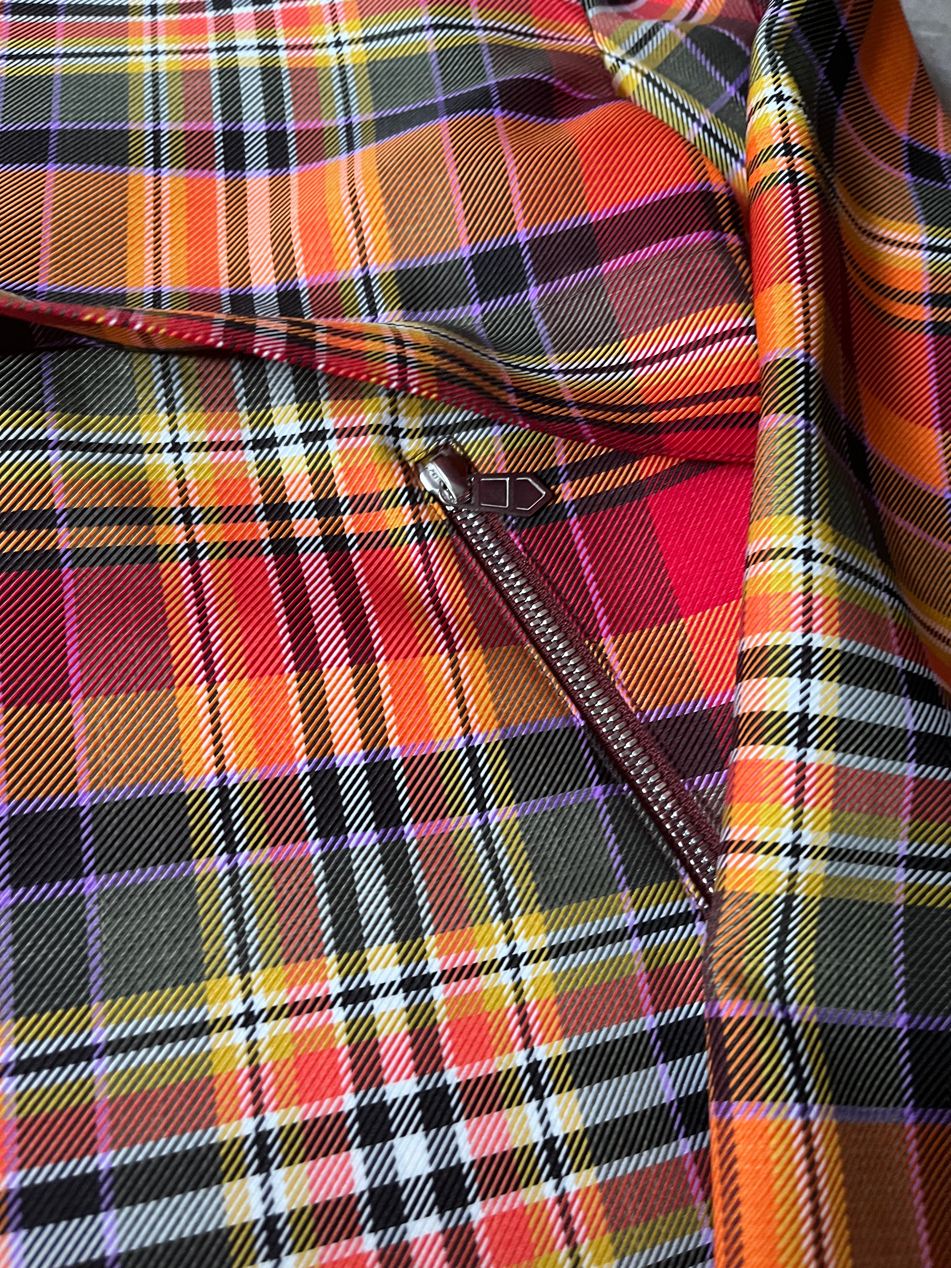 F/W 2021 Hermes Checkered Half Zip Oversize Jacket Orange Men - S