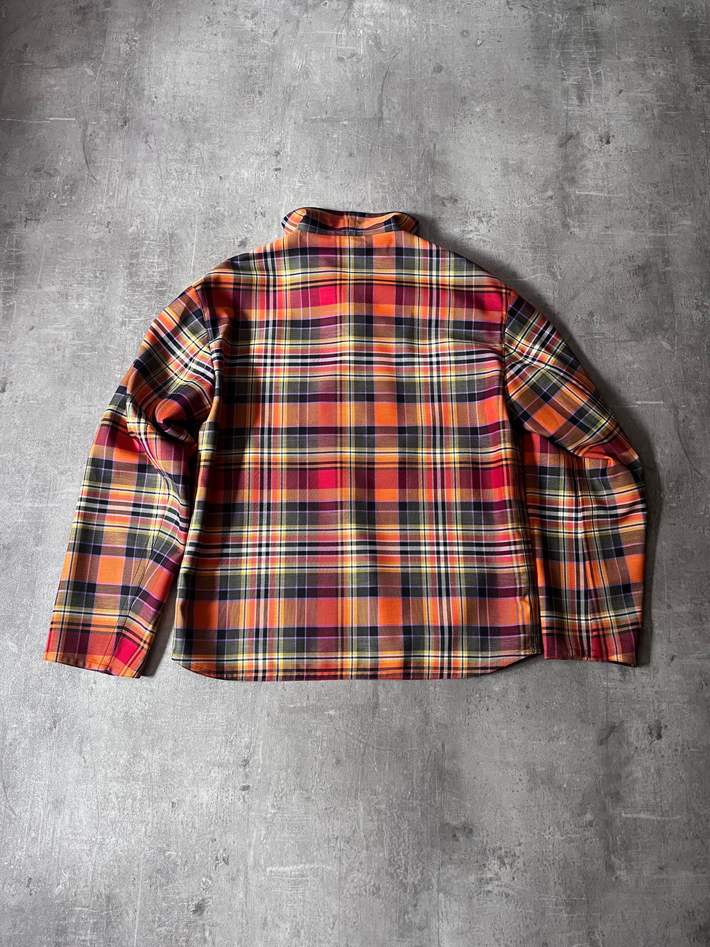 F/W 2021 Hermes Checkered Half Zip Oversize Jacket Orange Men - S