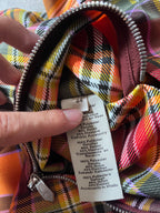 F/W 2021 Hermes Checkered Half Zip Oversize Jacket Orange Men - S