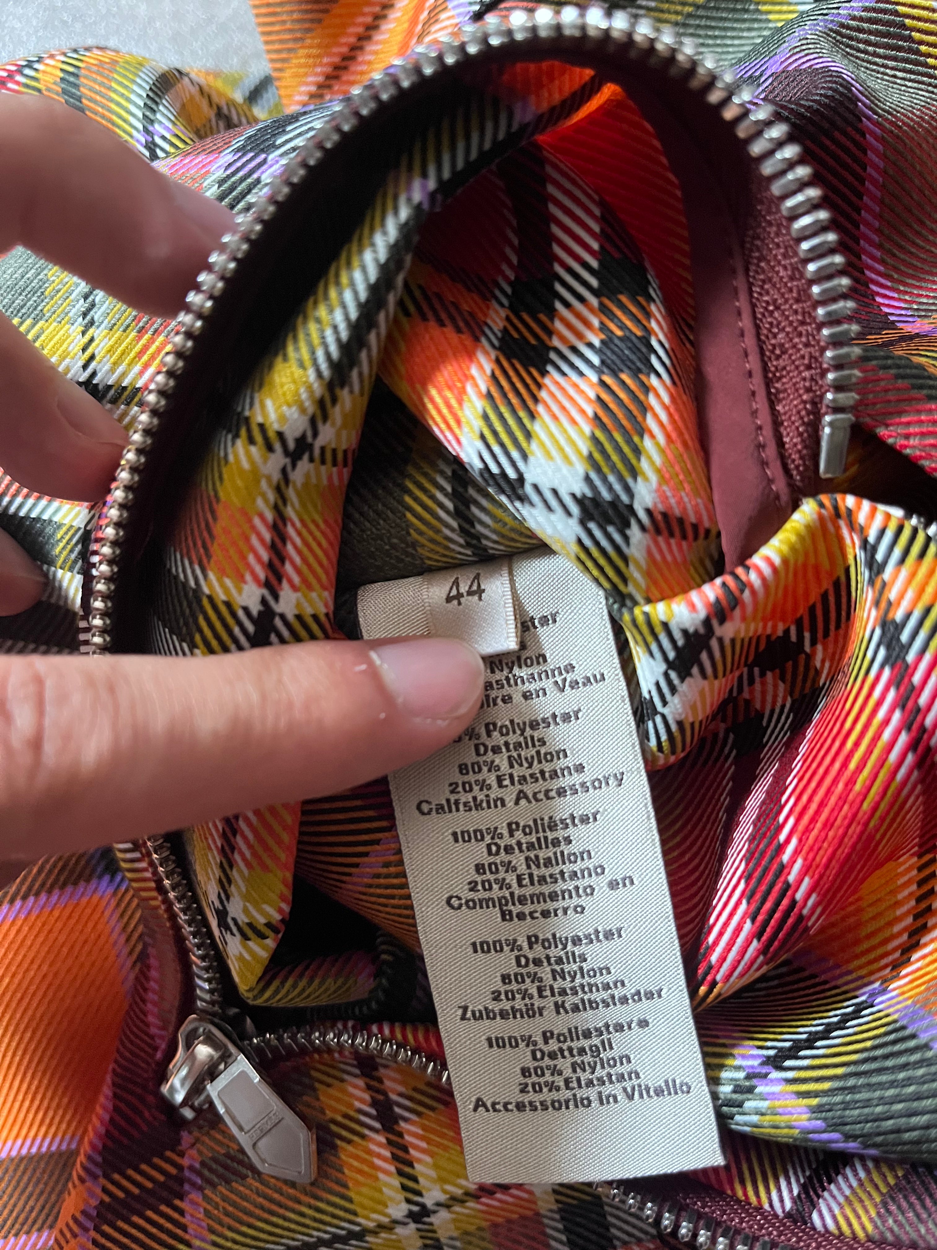 F/W 2021 Hermes Checkered Half Zip Oversize Jacket Orange Men - S